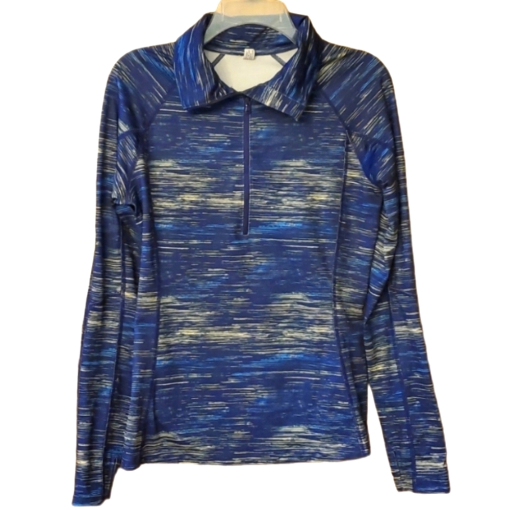 Under Armour Womans Coldgear Blue and Yellow Long‎ Sleeve Quarter Zip Pullover